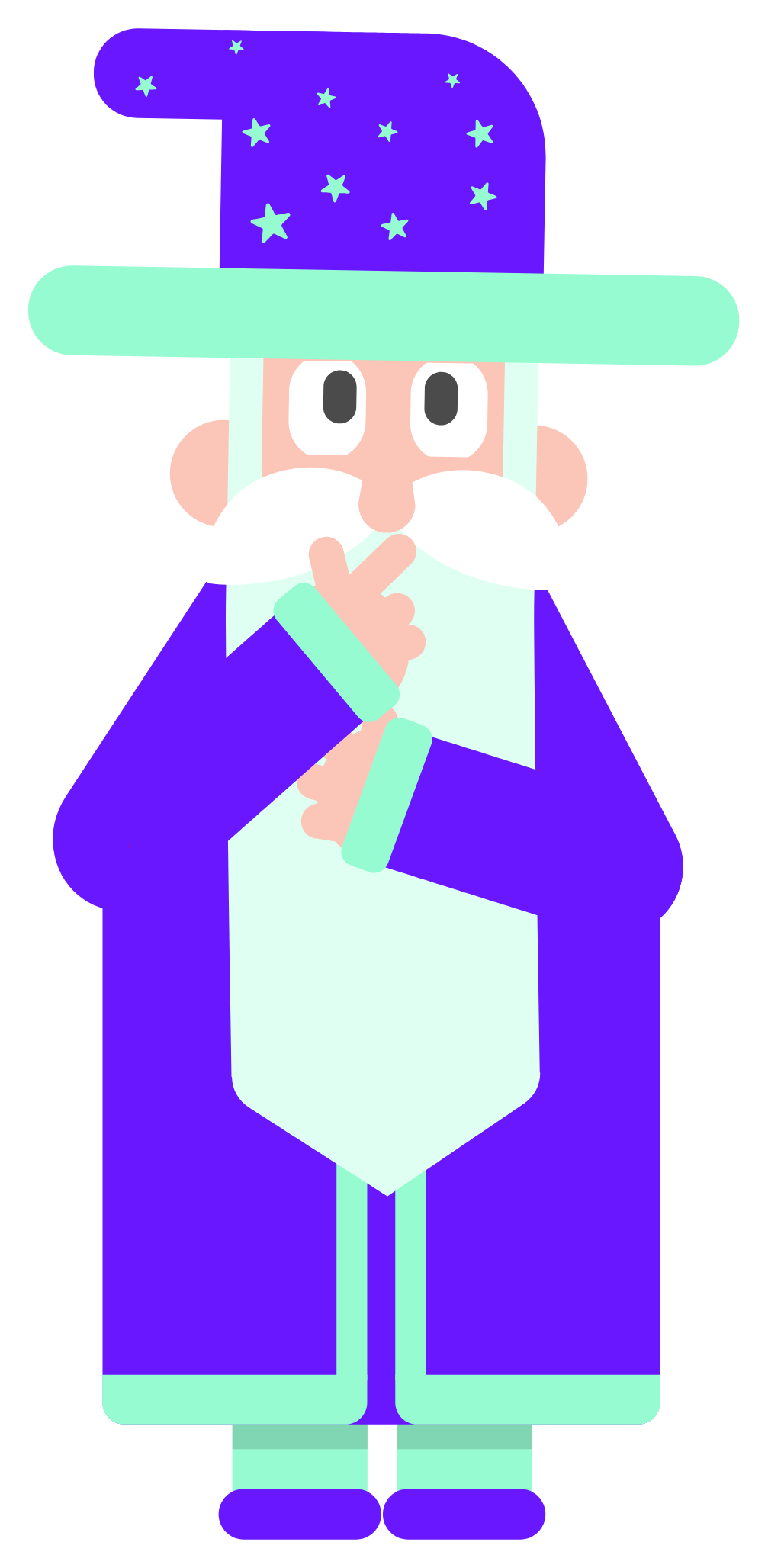 Eldrin, the Eldrin AI mascot, a calm figure in a purple wizard hat