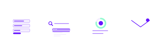 Four steps: a filled-in form, a magnifier scanning Google and your site, a report with its score ring, and the report arriving by email.